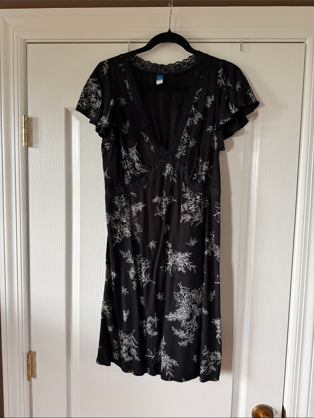 Old Navy Black Dress with White Floral Print
